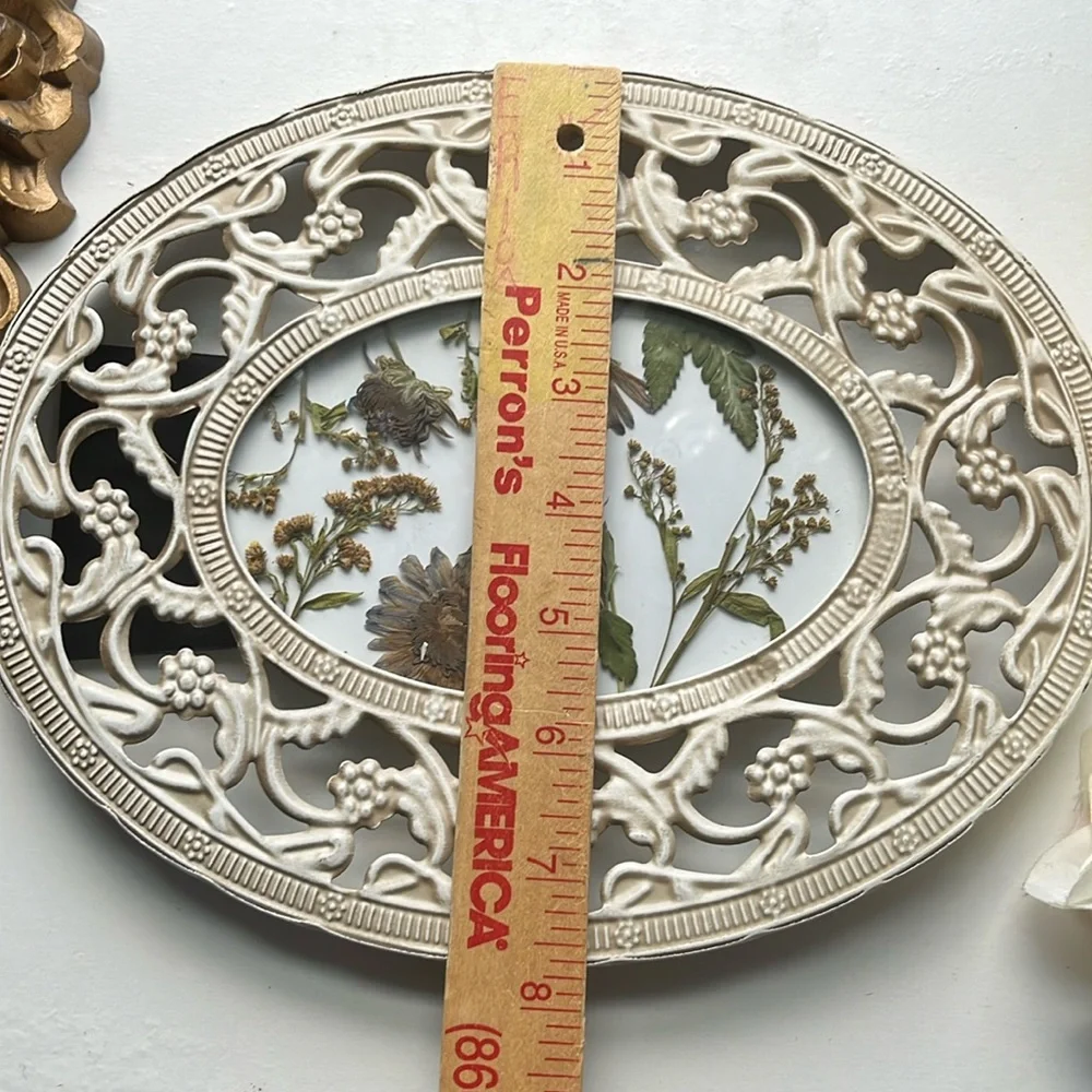 Vintage Ornate Frame with Dried Flowers